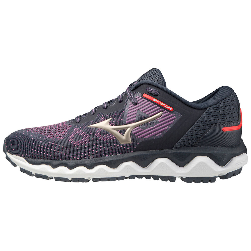 Sapatilhas Running Mizuno Wave Horizon 5 - Mulher - Azul Marinho/Roxo/Douradas - LIAJZ4529